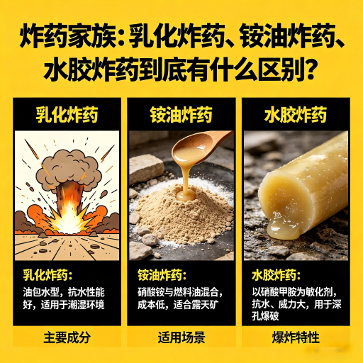 碑林炸药家族：乳化炸药、铵油炸药、水胶炸药到底有什么区别？